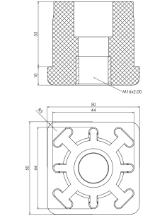 Threaded bushing PTIQ, 50x50x3, M16 2