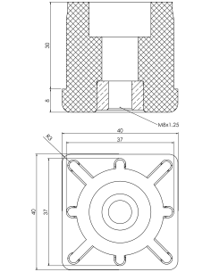 Threaded bushing PTIQ, 40x40x1,5, M8 2