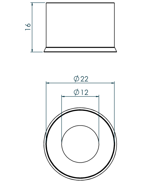 Spacer SRXH Ø22x16-Ø12, 1, Blue NBR