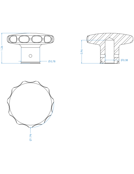 Knob XKG(50) , AISI 304, Blue NBR