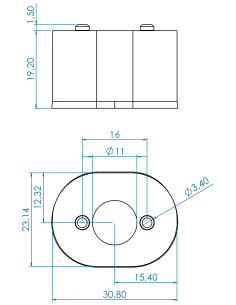 Spacer Oval 1" for Ø52 series 2