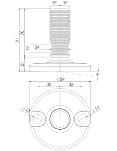 Machine foot HJ90-M30 x 70, AISI 304, 2 fixations 2