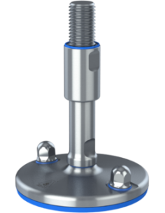 Machine foot XHJ125-M24 x 150/85-M24 x 50, AISI 304, Blue NBR, 2 fixations
