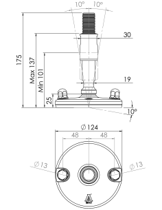 Machine foot XHJ125-M24 x 150/85-M24 x 50, AISI 304, Blue NBR, 2 fixations 2