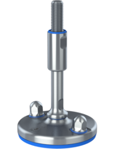Machine foot XHJ105-M16 x 150/85-M16 x 50, AISI 304, Blue NBR, 2 fixations