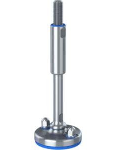 Machine foot XHJ80-M16 x 210/115-M16 x 80, AISI 304, Blue NBR, 2 fixations