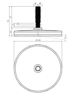 Machine foot KG-AS150-M16 x 70, AISI 304, Black NBR 2