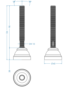 Machine foot HPA40-M12 x 100, AISI 304 2