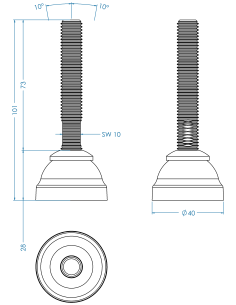 Machine foot HPA40-M12 x 70, AISI 304 2