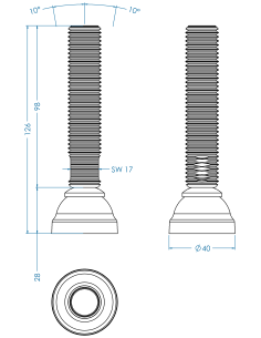 Machine foot HPA40-M20 x 100, AISI 304 2