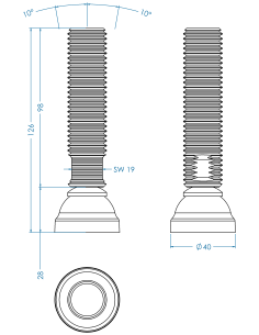 Machine foot HPA40-M24 x 100, AISI 304 2