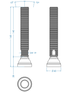 Machine foot HPA40-M24 x 150, AISI 304 2