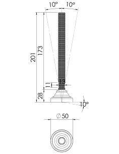 Machine foot HPA50-M16 x 180, AISI 304 2