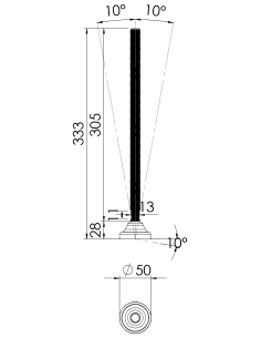 Machine foot HPA50-M16 x 310, AISI 304 2