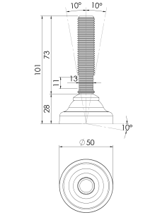 Machine foot HPA50-M16 x 70, AISI 304 2