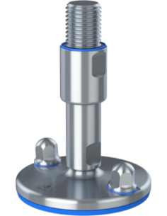 Machine foot XHJ125-UNC 1 1/4 x 5,90/3,50-UNC 1 1/4 x 2, AISI 304, Blue NBR, 2 fixations