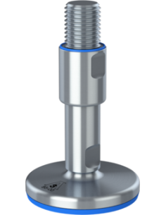 Machine foot XHG105-UNC 1 1/4 x 5,90/3,50-UNC 1 1/4 x 2, AISI 304, Blue NBR