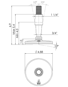 Machine foot XHG125-UNC 1 x 5,90/3,30-UNC 1 x 2, AISI 304, Blue NBR 2
