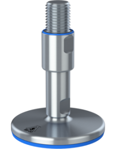 Machine foot XHG125-UNC 1 1/4 x 5,90/3,50-UNC 1 1/4 x 2, AISI 304, Blue NBR