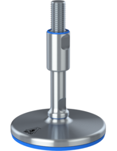 Machine foot XHG125-UNC 3/4 x 5,90/3,30-UNC 3/4 x 2, AISI 304, Blue NBR