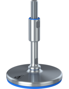 Machine foot XHG125-UNC 5/8 x 5,90/3,30-UNC 5/8 x 2, AISI 304, Blue NBR