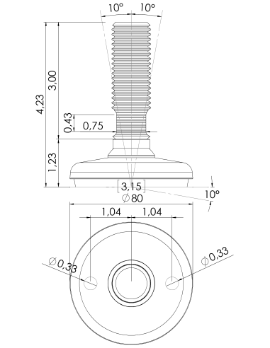 Machine foot HP80-UNC 1 x 3, AISI 304