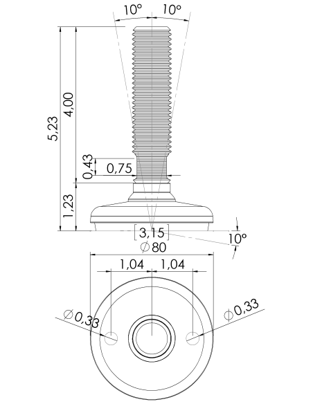 Machine foot HP80-UNC 1 x 4, AISI 304