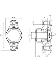 Bearing house XB2FC52(Blue)-SSB25 mm(Front)-CL(White)-OS(White) 2