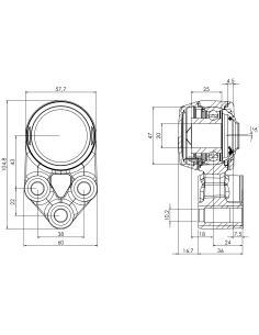 Bearing house XB3FC47(White)-SSB20 mm(Front)-CM(White)-OS(White)-EC 2