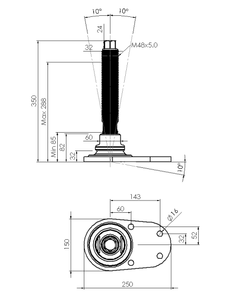Machine foot HXJCFEHEX150(s)-HXEH48260