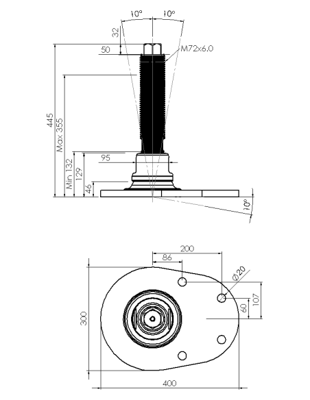 Machine foot HXJCFEHEX300(l)-HXEH72310