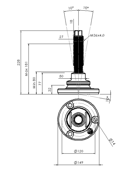 Machine foot HXJEHEX150(s)-HXEH36150