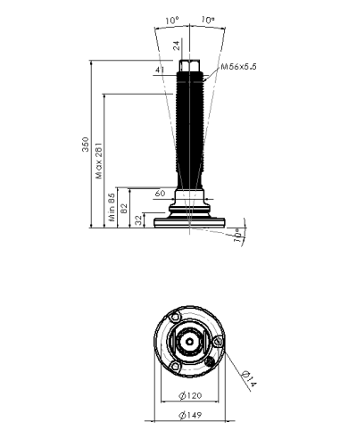 Machine foot HXJEHEX150(s)-HXEH56260