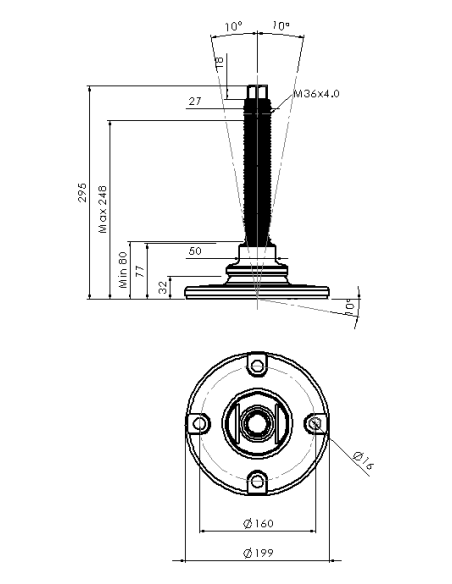 Machine foot HXJEHEX200(s)-HXEH36210