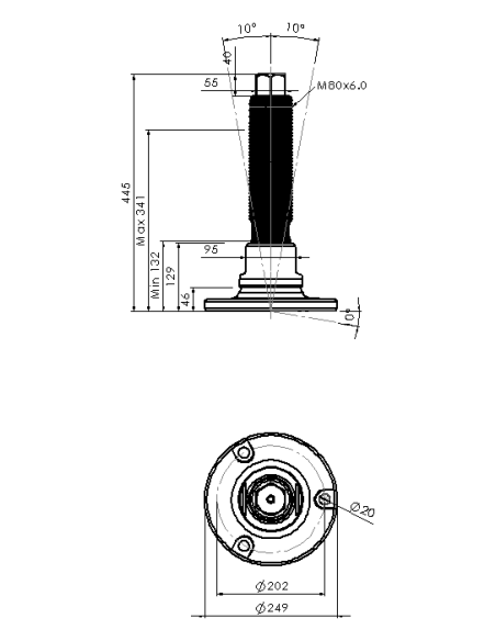Machine foot HXJEHEX250(l)-HXEH80310