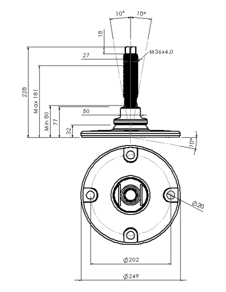 Machine foot HXJEHEX250(s)-HXEH36150