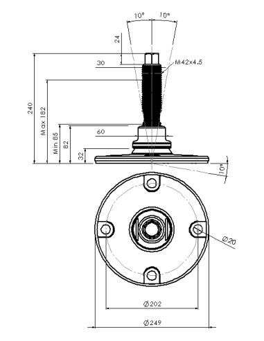 Machine foot HXJEHEX250(s)-HXEH42150
