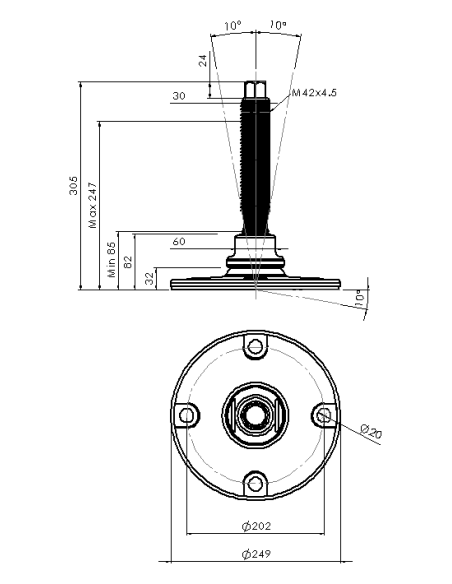 Machine foot HXJEHEX250(s)-HXEH42210