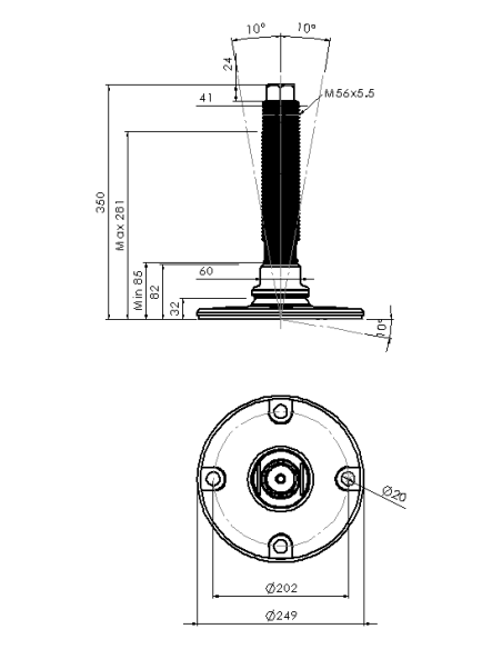 Machine foot HXJEHEX250(s)-HXEH56260
