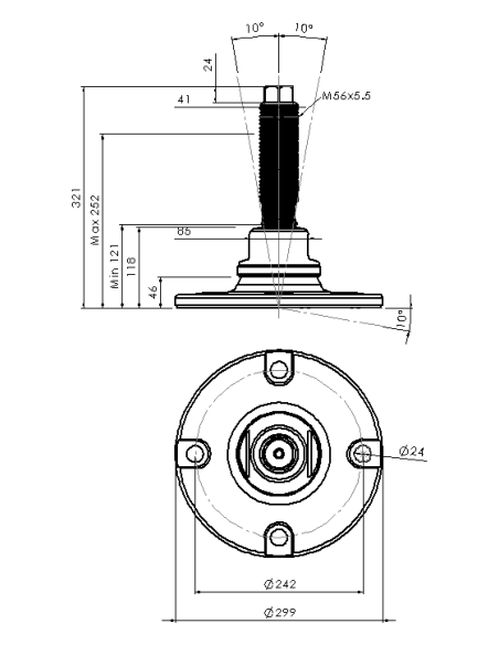 Machine foot HXJEHEX300(l)-HXEH56200