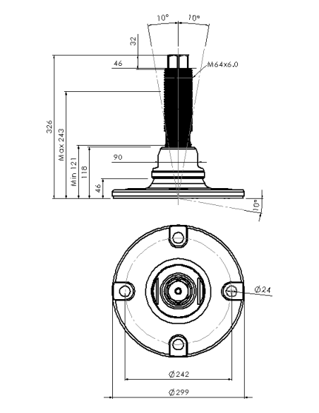 Machine foot HXJEHEX300(l)-HXEH64200