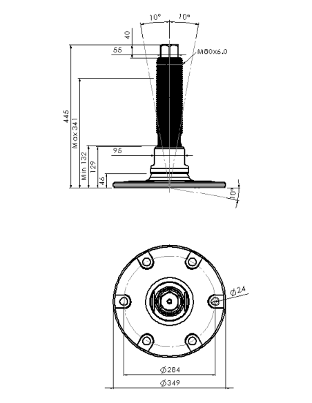 Machine foot HXJEHEX350(l)-HXEH80310