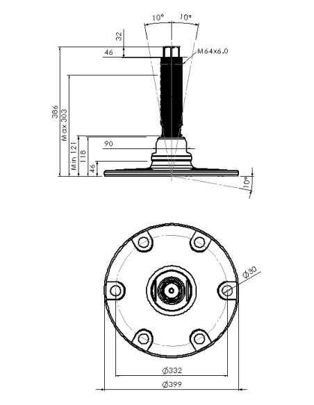 Machine foot HXJEHEX400(l)-HXEH64260