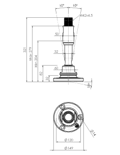Machine foot XHJSE150(s)-XHJSE42243_243_131-RHOXS4295, AISI 304 2